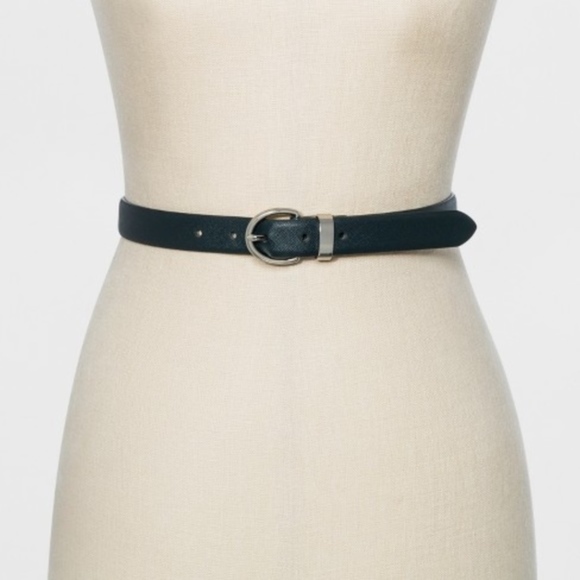 NWT A New Day Saffiano bombe belt dark green S - Picture 1 of 6
